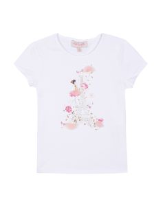 Lili Gaufrette Girl's White Shimmery Paris T-Shirt