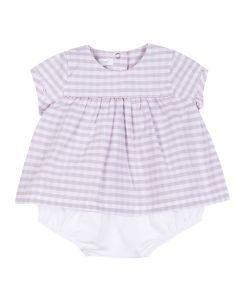 Absorba Baby Girl's Pink And Grey Gingham Dress Set 