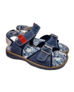 Catimini Navy Soft Leather Open Toe Sandals With Front Buckle