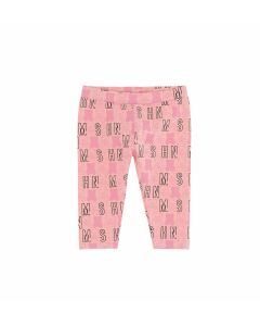 Moschino Baby Girls Pink Cotton All-Over Logo Print Leggings