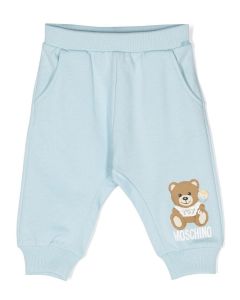 Moschino Baby Pale Blue Teddy Bear With Rattle Cotton Joggers