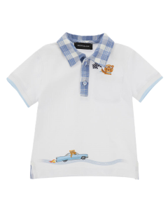Monnalisa Teddy Racing Polo Style T-Shirt