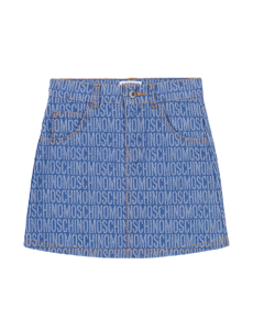 Moschino Kids Girls Blue Jacquard Denim Skirt SS24