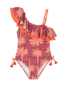 Mayoral Red And Orange Palm Tree Swimsuit