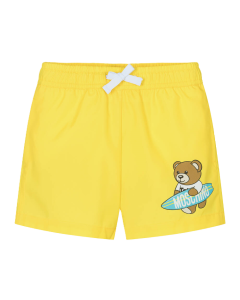 Moschino Boy&#039;s Yellow Surfboard Swim Shorts