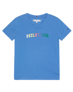 Tommy Hilfiger Girl&#039;s Blue Spell Monotype Logo T-Shirt