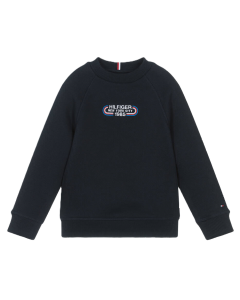 Tommy Hilfiger Boys Navy Blue Track Cotton Sweatshirt SS24