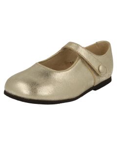 Start-Rite Girls Gold Soft Suede "Catyv" Dolly Shoes With Velcro Strap