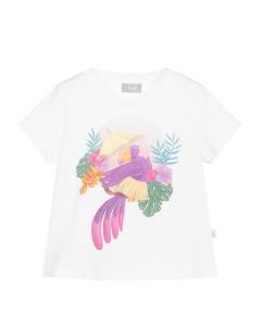 Il Gufo White Cotton Purple Parrot T-Shirt