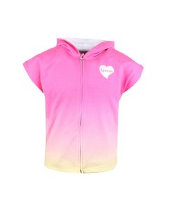 Guess Girls Pink Heart Logo Cotton Hooded Top