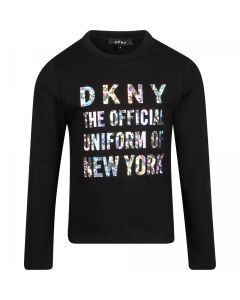 DKNY Black Holograph Logo Long Sleeved T-Shirt