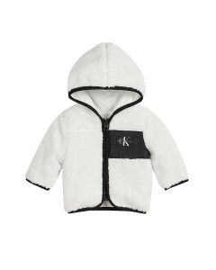 Calvin Klein Baby White And Black Teddy Zip Up Jacket