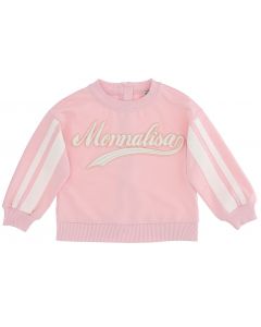 Monnalisa Pink and White Logo Sweatshirt