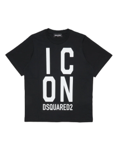 Dsquared2 Black T-Shirt With Giant White Icon Graphics SS24