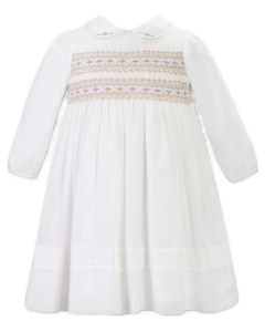 Sarah Louise Girls Ivory And Peach Dress SS24