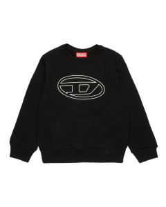 Diesel Kids Black Oval D Logo-Print Cotton Sweater SS24