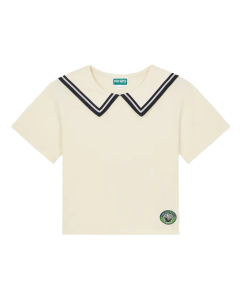 Monnalisa Girls Cream Sailor Embroidered Cotton T-Shirt SS24         