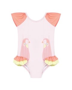 3Pommes Girls Pink Bird Swimsuit