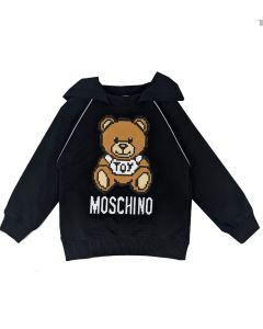 Moschino Kid Black Digital Teddy Logo Hoodie