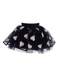 Monnalisa Baby Navy  Pink Heart Tulle Skirt