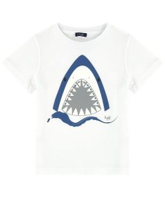 Il Gufo Boys White Cotton Shark T-Shirt