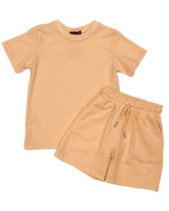 Marco Boys Plain T-shirt and Shirt Set Peach