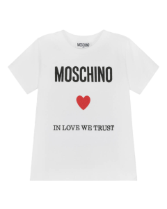Moshino White And Red Heart Cotton T-Shirt