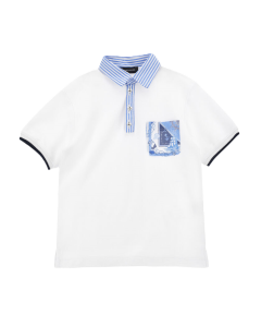 Monnalisa Piqué Polo Shirt Marine Theme SS24