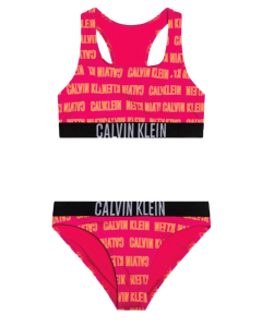 Calvin Klein Girls Pink And Orange Logo Bikini