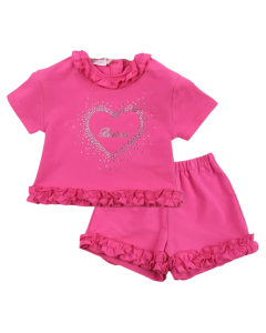 Bimbalo Fuchsia Pink Logo Heart Shorts Set SS24