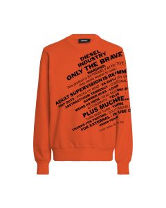 Diesel Orange Text Logo Print Sweatshirt