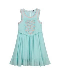 3Pommes Girls Turquoise Cotton Dress