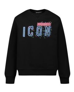 DSQUARED2 ICON Black 3D Blue &amp; Pink Logo Sweatshirt