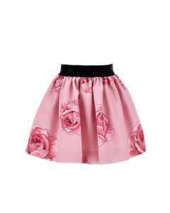 Monnalisa Chic Girls Deep Pink  Rose Print Skirt