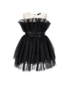 Monnalisa Black Lurex Tulle Dress