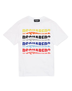 DSQUARED2 White Contrasting, All-Over Logo T-Shirt