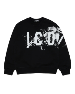 Dsquard2 Black Crew-Neck Sweatshirt With Icon Splatter Graphics