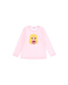 Chiara Ferragni Kids Pink With Girl Motif Long Sleeve T-shirt