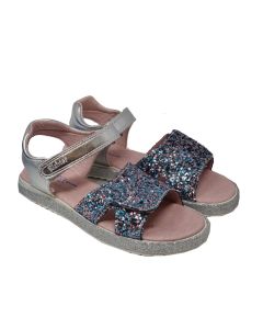 Richter Girls Silver Sandals With Sparkle Front Strap