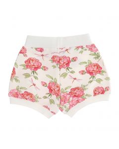 Monnalisa Ivory &amp; Pink Rose Cotton Shorts