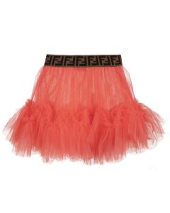 FENDI Pink Tulle FF Waistband Skirt