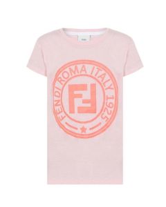 Fendi Girls Pink Roma Stamp Logo T-Shirt