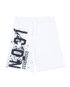 Dsquared White Shorts With Icon Splatter Graphics SS24