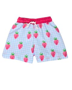 Meia Pata Boys Blue Check And Starwberry Swim Shorts SS24
