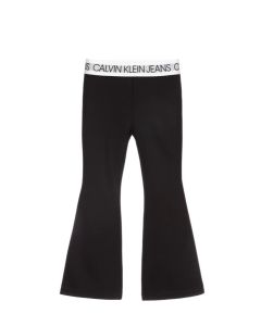 Calvin Klein Jeans Girls Black Flared Logo Trousers