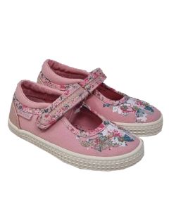Start-Rite Girls Pink "Elsie" Canvas Trainers With Floral Detail
