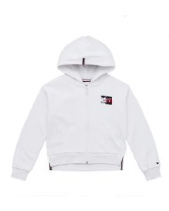 Tommy Hilfiger Teen White Logo Faded Flag Zip-Up Top