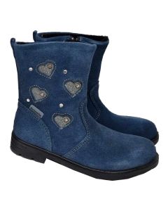 Ricosta Girls "Stefi" Blue Suede Boots With Heart Detail