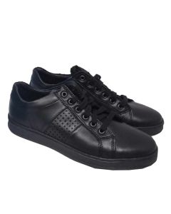 Richter Boys Black Leather Lace Up Trainers