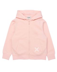 Kenzo Kids Girls Pink & White Sporty Zip-Up Hooded Top